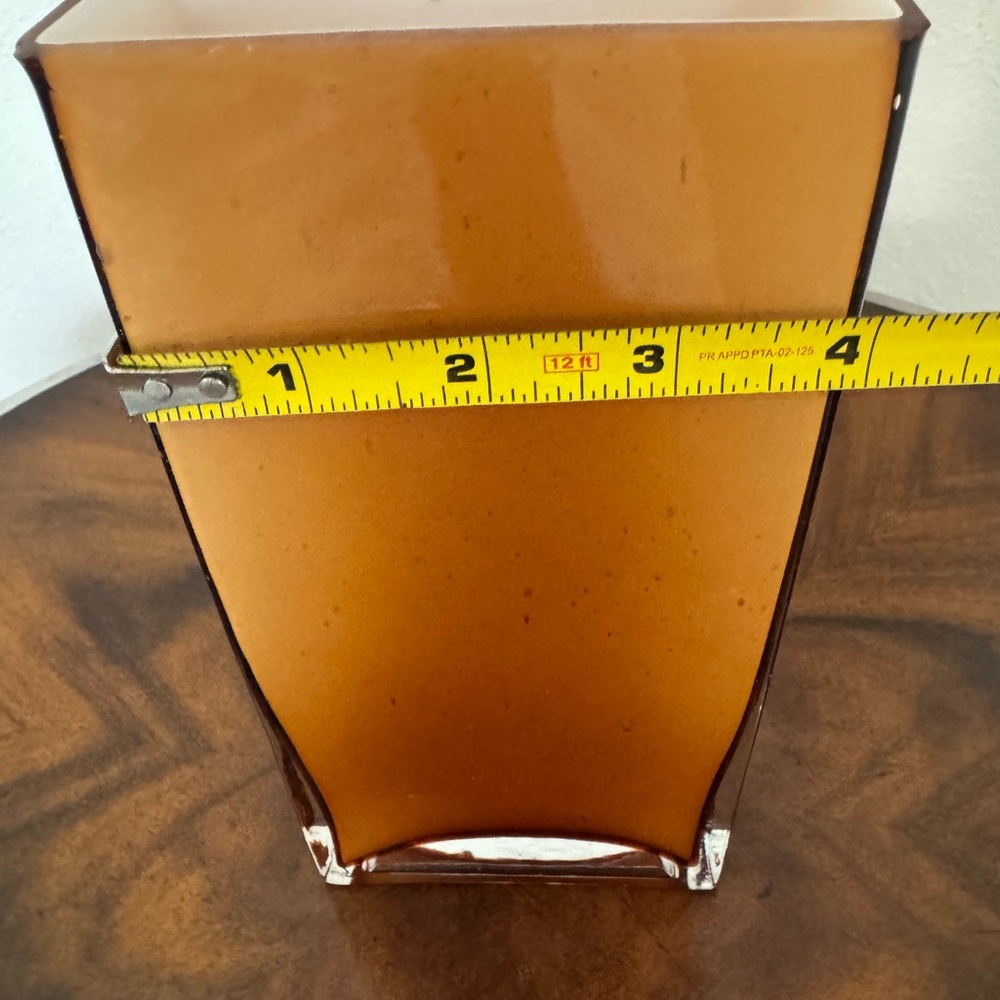 Elegant Italian Cased Amber Hand Blown Glass Vase 8 1/4 Inches - Picture 3 of 10
